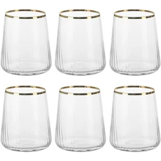 Generico 1 6er Set Wassergläser Luster ML420 Goldrand, Glas, Klar (Clear)