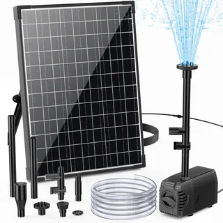 Biling Solar Teichpumpe mit Filter 20W 875 L/H Solar Springbrunnen für außen Klein 2 m Wasserleitung 5 m Kabellänge DIY Solar Wasserspiel 4 Düsen Solarpumpe für Garten Teich Brunnen Wasserfall Pool