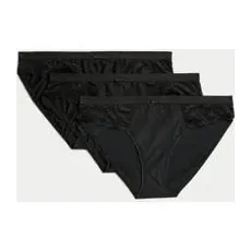 Womens M&S Collection 3er-Pack Bikinislips von Wild Blooms - Black, Black, 10
