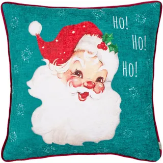 furn. Evans Vintage Santa Polyestergefülltes Kissen (Mehrfarbig - 43x43cm) | Festlich Weihnachtsmann Retro Nostalgisch Samtrückseite Paspelrand Saisonales Kissen