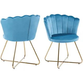 SalesFever Polsterstuhl Muschel-Design Polyester blau 2er Set