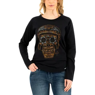 Rokker La Catrina, Damen Langarmshirt, schwarz, Größe S