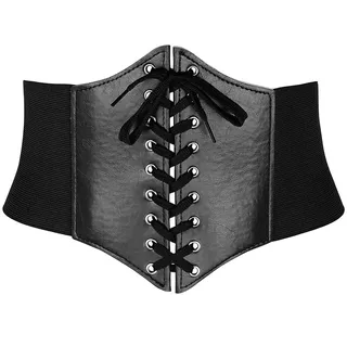 COYUN 1 pcs Korsett Damen, Schwarz Taille Piratenkostüm Gürtel, Damen Elastischen Korsett, Halloween-Kostüm, Corset Belt, Pirat Breit Corsett, Retro Leder Corsage Frauen, Schnürkorsett