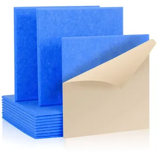 Rdutuok 12 Stück Selbstklebend Akustikplatten,30x30x1 cm Akustik Absorber Akustikpanel Schallschutzplatten für Tonstudio,Büro,Studio,Akustische Behandlung und Wanddekoration(Blau)