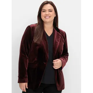 Jackenblazer SHEEGO "Jackenblazer", Damen, Gr. 56, rot (bordeaux), 92% Polyester, 8% Elasthan, Blazer Jackenblazer