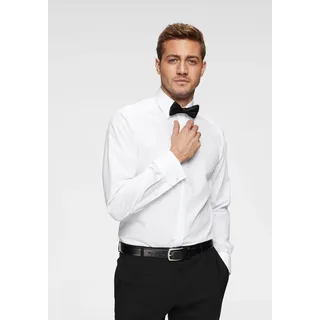 Smokinghemd OLYMP "Luxor modern fit", Herren, Gr. 45, N-Gr, weiß, Obermaterial: 100% Baumwolle, unifarben, tailliert, Umschlagmanschette, Hemden Smokinghemd, Umschlagmanschetten, verdeckte Knopfleiste, bügelfrei