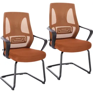 DELTA 2er-Set Besucherstuhl Konferenzstuhl Freischwinger Armlehne Braun - Braun