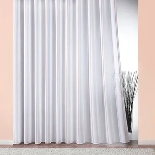 Gardine WECKBRODT "Athen" Gr. 5, weiß (weiß, champagner, beige), B:250cm H:245cm, Polyester, Gardinen, Gardine, Webgardine, halbtransparent, mit Glanzeffektstreifen, Beschwerungsband