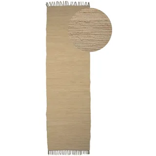carpetfine Kelim Chindi uni Wendeteppich 80 x 300 cm Beige