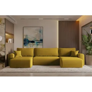 Kaiser Ecksofa mit schlaffunktion und bettkasten, Sofa U-form, Couch U-form CAPRI Poso Gelb - Gelb