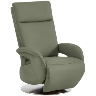 Cantus Relaxsessel , Grün , Metall , Echtleder , Color-Finish-Leder , 70x108x80 cm , Goldenes M , Fußauswahl, Lederauswahl, Stoffauswahl, Relaxfunktion, Sitzfläche 360° drehbar, inklusive Armlehnen , Wohnzimmer, Sessel, Ledersessel