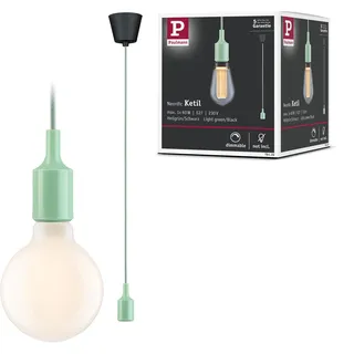 Paulmann Pendelleuchte Ketil E27 max. 60W Hellgrün/Schwarz dimmbar Silikon/Kunststoff