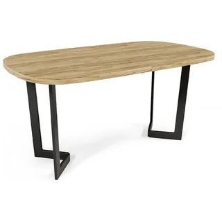 Feldmann-Wohnen Esstisch Eiche Bianco, Holz, Oval,Oval, U-Form, 120x76x80 cm, Esszimmer, Tische, Esstische