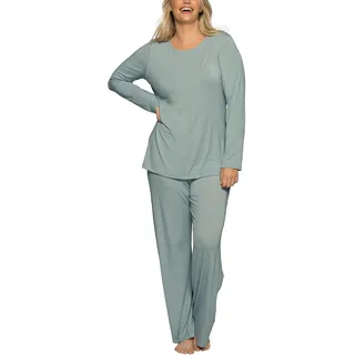 Vanity Fair Damen Beyond Comfort Modal-Pyjama-Set (kurz-und langärmelig) Pyjamaset, Lange Ärmel – Silber Heather, Large