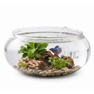 Milisten Rundes Goldfischglas aus Kunststoff 2800ml - Bruchsicheres Mini Aquarium & Blumenvase - Desktop Terrarium für Betta-Fische, Sukkulenten und Hydrokultur - Ø 24 cm