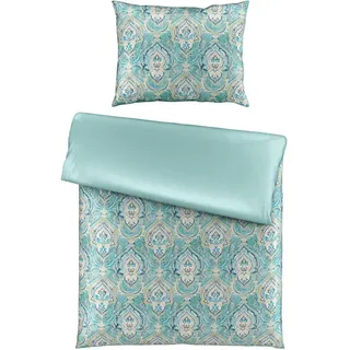 Esposa Wendebettwäsche , Grün , Textil , Paisley , 140x200 cm , Textiles Vertrauen - Oeko-Tex® , atmungsaktiv, saugfähig, weiche und anschmiegsame Oberfläche, edel glänzend, dicht gewebtes Garn , Heimtextilien, Bettwäsche & Leintücher, Bettwäsche, Wendebettwäsche