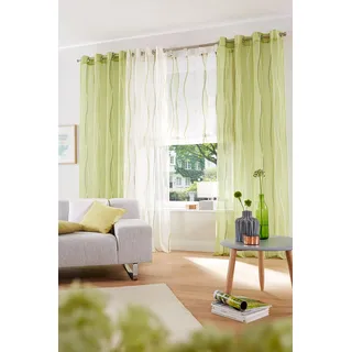 Gardine OTTO HOME "Dimona" Gr. 2, grün, B:140cm H:175cm, Voile, Polyester, Gardinen, Gardine, 2er-Set, transparent, Voile, Polyester