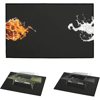 Feuerfeste Unterlage, hitzebeständige Feuerschutzmatte für kleine Outdoor-Grills, feuerfeste Unterlage Grill für Tisch und Rasen (80×50 cm)