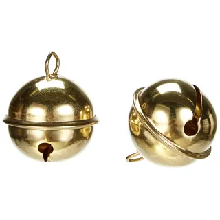 Rayher Hobby Rayher Metallglöckchen, kugelförmig, 35 mm ø, gold, Beutel 2 Stück, Schellen, Weihnachtsglöckchen, Deko Glöckchen gold, Glöckchen zum Basteln, 2503506