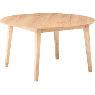 BELIANI Esstisch hellbraun MDF-Platte mit Eichenfurnier Untergestell aus Gummibaumholz 140 cm runde Tischplatte modern - Braun