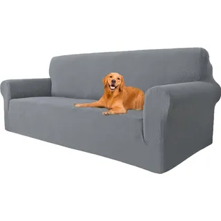 YSTELLAA High Stretch Sofa Überzug 3 Sitzer, Hellgrau | Couch Bezug Rutschfest, Sofahusse Elastische, Couchüberzug Sofaschutz Katze Durable, Waschbare Sofa Covers Mit Armlehnen