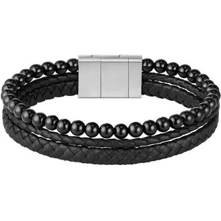 Boss SPHERE MIXED Lederarmband Edelstahl/Leder schwarz 19 cm