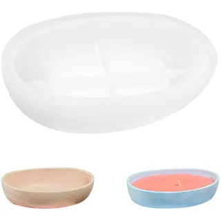 Silikonform Schale Klein Silikonform Kerzenhalter Gieß Form Kerzenhalter Oval Kleine Bootsform Silikon Silikonformen für Beton Gips DIY Kerzen Vase Blumentopf