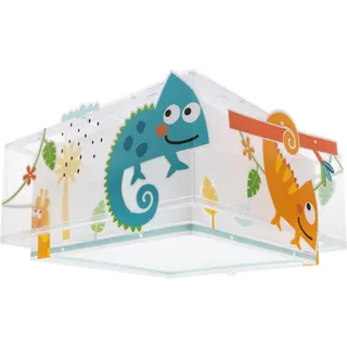 Dalber Deckenlampe kinderzimmer, Deckenleuchte für Kinder Happy Jungle Chamäleon Tiere Dschungel, 63316, E27