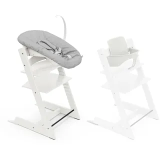 Stokke Tripp Trapp Hochstuhl, White (inklusive Stuhl & Baby Set2) mit Newborn Set - Sicheres, verstellbares, ergonomisches Design