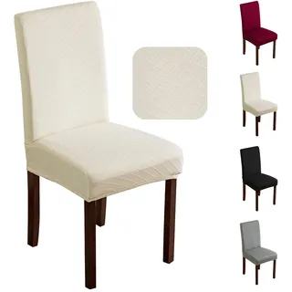 FRKOKRFA Stuhlhussen 4er Set Universal Stretch Jacquard Stuhlüberzüge, Abnehmbarer Waschbarer Stuhlüberzug, Dekoration Stuhlbezug für Esszimmer, Hotel, Hochzeit und Partys (Beige)