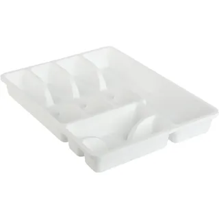Engelland 1 x Besteckkasten Besteckkorb mit 6 Fächern, Kunststoff, BPA-frei, Farbe: Weiß, Maße: 38 x 29 x 5 cm