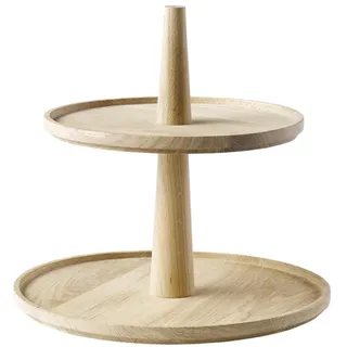 APS 14013 Etagère VALO, 2-stufig, Ø 25/30 cm, Höhe 28 cm, Antirutschfüße, Eichenholz (geölt)