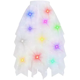 Bastwahl Glitzer Tüllrock Damen Lang Puffy Tütü Rock Tüll Röcke Unregelmäßiger A-Linie Mit Elastische Hohe Taille, Karneval Feen Kostüm Große Größen