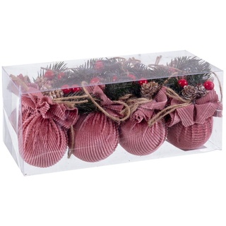 BigBuy Christmas Weihnachtskugeln mehrfarbig rosa Cord Foam 6 x 6 x 6 cm (8 Stück)