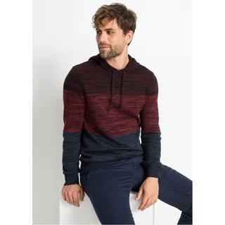 Kapuzenpullover BONPRIX, Herren, Gr. 56/58 (XL), rot (rot, blau meliert), Feinstrick, Obermaterial: 50% Baumwolle, 50% Polyacryl, meliert, regular fit hüftlang, Rundhals, Strickbündchen, Pullover Kapuzenpullover, aus Baumwolle und Polyacryl, mit Kapuze, Regular Fit, mehrfarbig