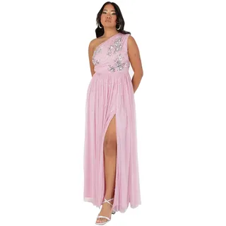 Maya Deluxe Damen Women's Ladies Maxi Dress One Shoulder Sleeveless Sequin Embellished Floral Tulle A-line for Occasion Prom Ball Gown Kleid, Cherry Blossom,