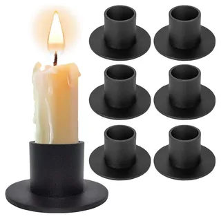 6 Stück Kerzenhalter Schwarz,Kerzenleuchter Schwarz Dekoration,Schwarze Kerzenhalter, für Stabkerzen, für Wohn,Esszimmer und Schlafzimmerdekoration Kamindekoration, Heimdekoration,Weihnachten