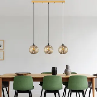 Opviq Elegant Gold Chandelier, Adjustable Height 37-117 cm, Metal Body, 100 x 25 cm | 3 x E27 Socket, Perfect for Modern Living Spaces, Stylish Lighting Solution