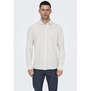 Only & Sons Kurzarmhemd »ONSCAIDEN STRIPE LINEN SHIRT 660 NOOS«, beige