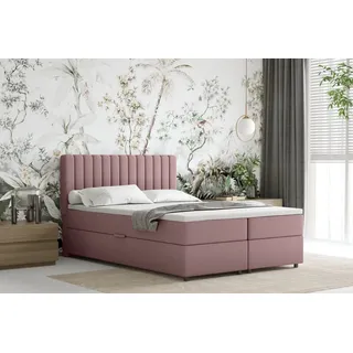 panda möbel Boxspringbett 140x200 EVEREST, mit Topper, mit Bettkästen, Doppelbett, Rosa, Panda Möbel - Rosa