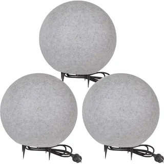 Kugelleuchte Kugellampe Außenleuchte Gartenlampe Granit-Optik 3er Set 40-40-40cm - Grau
