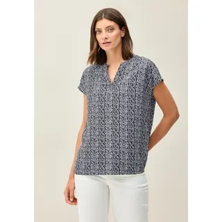 Cecil Kurzarmbluse mit All-Over Print, blau