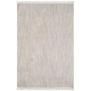 Carpet City Teppich »CLASICO 0052« rechteckig 11 mm Höhe Läufer, Kurzflor, Hochtief-Muster, Boho, Fransen, Wohnzimmer, beige