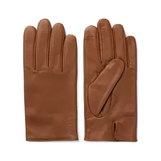 BOSS für Herren. 50526831 Eingravierte braune Handschuhe (XL), Lässig, Klassisch, Leder