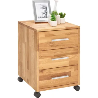Linea Natura Rollcontainer , Wildeiche , Kunststoff , Wildeiche , massiv , 3 Schubladen , 40x56.7x42 cm , Beimöbel erhältlich , Holzmöbel, Holztische, Schreibtische Holz, Rollcontainer Holz
