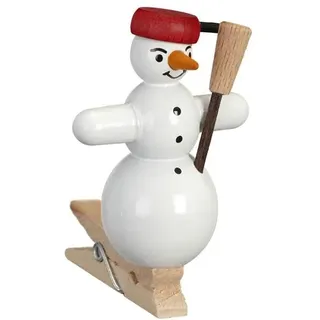 Baumbehang Schneemänner Pfanne rot mit Klammer Höhe Circa 5cm Baumschmuck Holz