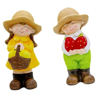 2X Dekorative Figuren Junge Mädchen Gartenstatuen für Schlafzimmer Balkon Schreibtisch