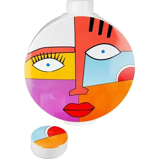 Gilde Dekovase »Deckelvase Grafic Face, Höhe ca. 29,5 cm« Dekoobjekt aus Keramik, bunt
