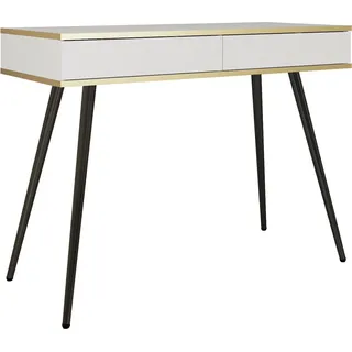 Schminktisch mit Schubladen Rodi - Konsolentisch 100 cm, gold Accessoires mit Beinen - Weiß + Schwarz - Weiß