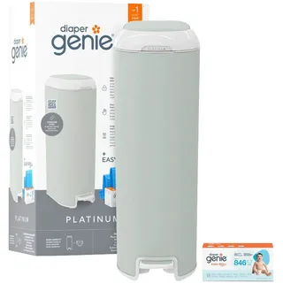 Diaper Genie Platinum Edelstahl Windeleimer mit Fußpedal, neuartiges System mit abreißbaren Beuteln